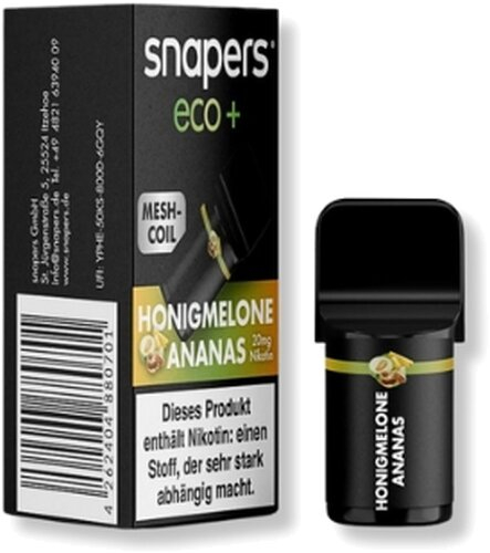 snapers eco+ Honigmelone Ananas Prefilled Pod 1x2ml 20mg snapers eco+ Honigmelone Ananas Prefilled Pod 1x2ml 20mg