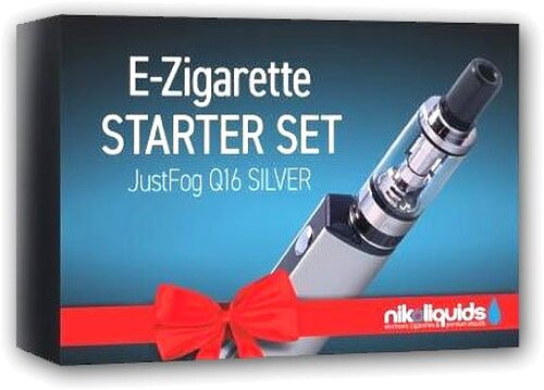 Starter Set JUSTFOG E-Zigarette Q16 Silber 900 mAh 1.8 Ohm Starter Set JUSTFOG E-Zigarette Q16 Silber 900 mAh 1.8 Ohm