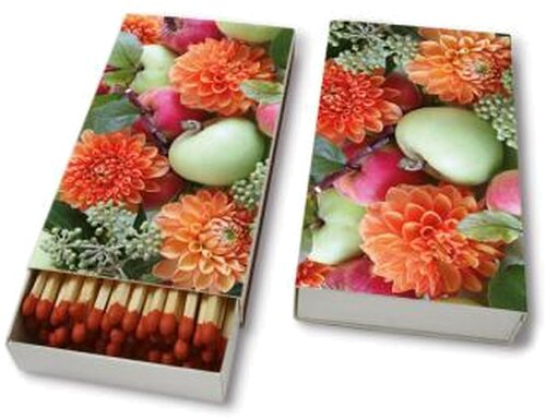 Lange Streichhölzer Blumen und Äpfel