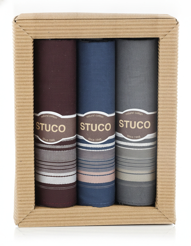 Stuco Zigarre 3er Set Schnupftücher Rot / Blau / Grau