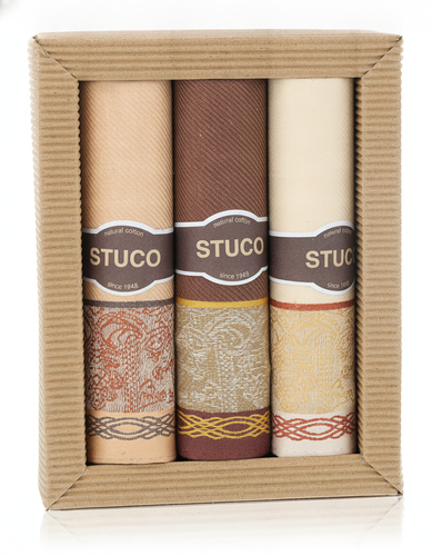 Stuco Zigarre J No 2 Set Schnupftücher Beige / Braun / Cremeweiß