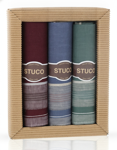Stuco Zigarre3 No2 Set Schnupftücher Rot / Blau / Grau 3er