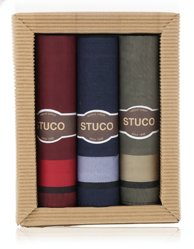 Stuco Zigarre3 No3 Set Schnupftücher Rot / Blau / Grau 3er