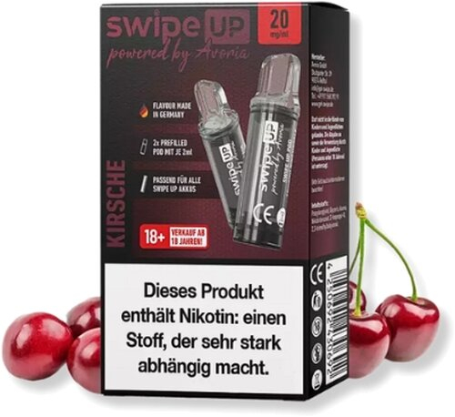 Swipe UP powered by Avoria Kirsche Prefilled Pods 2x2ml 20mg Swipe UP powered by Avoria Kirsche Prefilled Pods 2x2ml 20mg