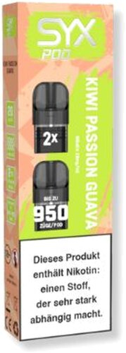 SYX Pod Cartridge Kiwi Passion Guava 2x2ml 20mg SYX Pod Cartridge Kiwi Passion Guava 2x2ml 20mg