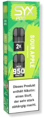 SYX Pod Cartridge Sour Apple 2x2ml 20mg SYX Pod Cartridge Sour Apple 2x2ml 20mg