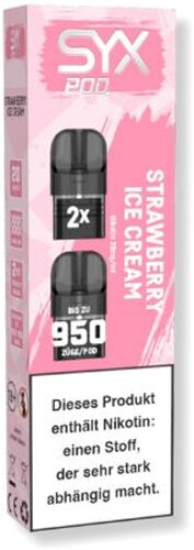 SYX Pod Cartridge Strawberry Ice Cream 2x2ml 20mg SYX Pod Cartridge Strawberry Ice Cream 2x2ml 20mg
