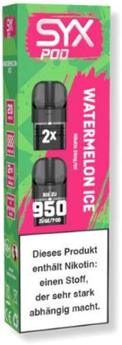 SYX Pod Cartridge Watermelon Ice 2x2ml 20mg SYX Pod Cartridge Watermelon Ice 2x2ml 20mg