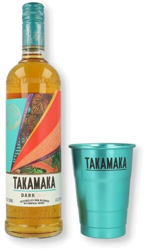 Takamaka Rum Dark Spiced mit Beachcup 700ml 38% Vol.