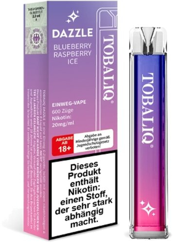 TobaliQ Dazzle Einweg E-Zigarette Blueberry Raspberry Ice 20mg
