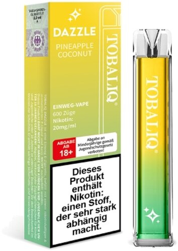 TobaliQ Dazzle Einweg E-Zigarette Pineapple Coconut 20mg TobaliQ Dazzle Einweg E-Zigarette Pineapple Coconut 20mg