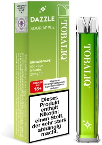 TobaliQ Dazzle Einweg E-Zigarette Sour Apple 20mg