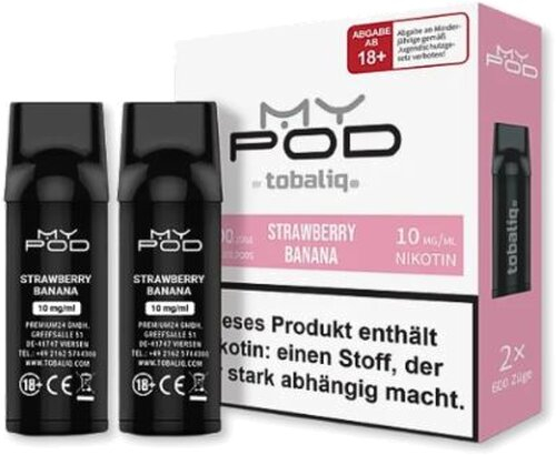 TobaliQ MyPOD Strawberry Banana 2x2ml Pods 10mg/ml