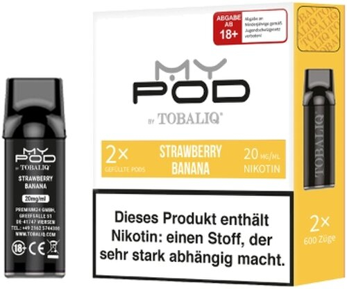 TobaliQ MyPOD Strawberry Banana 2x2ml Pods 20mg/ml