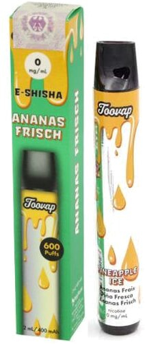 Toovap Einweg E-Shisha Ananas Frisch 0mg Nikotin max. 600 Züge