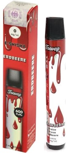 Toovap Einweg E-Shisha Erdbeere 0mg Nikotin max. 600 Züge