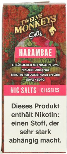 Twelve Monkeys Harambae Nic Salt 10ml