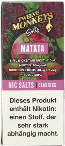 Twelve Monkeys Matata Nic Salt 10ml Twelve Monkeys Matata Nic Salt 10ml