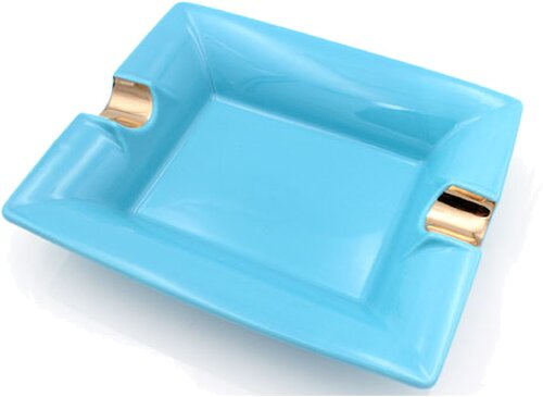 Tycoon Zigarrenascher Keramik 2 Ablagen blau-gold