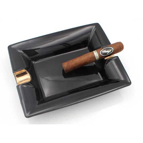 Tycoon Zigarrenascher Keramik 2 Ablagen schwarz-gold Tycoon Zigarrenascher Keramik 2 Ablagen schwarz-gold