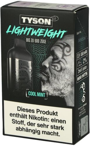 Tyson 2.0 Lightweight Cool Mint 20mg Einweg E-Zigarette Tyson 2.0 Lightweight Cool Mint 20mg Einweg E-Zigarette