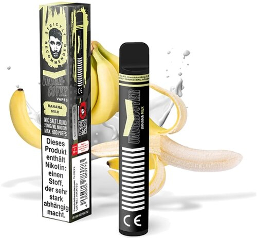 Undercover Vapes 600 Banana Milk Einweg E-Shisha 20mg Nikotin