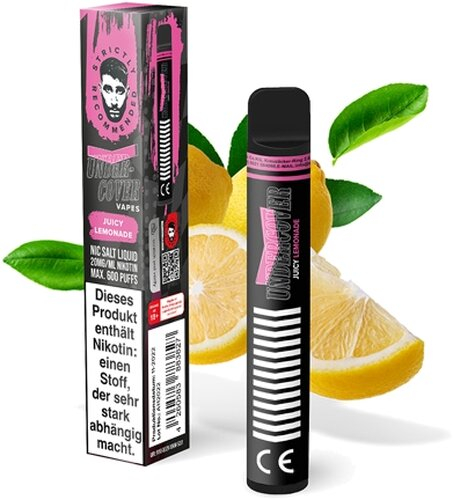 Undercover Vapes 600 Juicy Lemonade Einweg E-Shisha 20mg Nikotin Undercover Vapes 600 Juicy Lemonade Einweg E-Shisha 20mg Nikotin