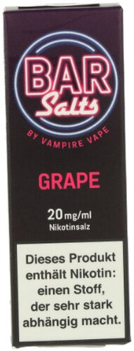 Vampire Vape Bar Salts Grape Nikotinsalz Liquid 20mg Vampire Vape Bar Salts Grape Nikotinsalz Liquid 20mg