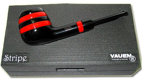 Vauen Pfeife Stripe Schwarz-Rot 331 Gerade