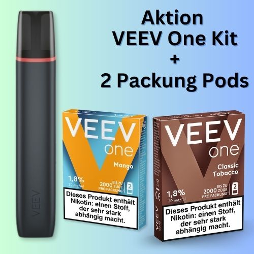 Aktion VEEV One Kit + 1 Packung Pods Classic Tobacco + 1 Packung Mango
