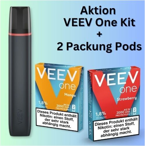 Aktion VEEV One Kit + 1 Packung Pods Strawberry + 1 Packung Mango