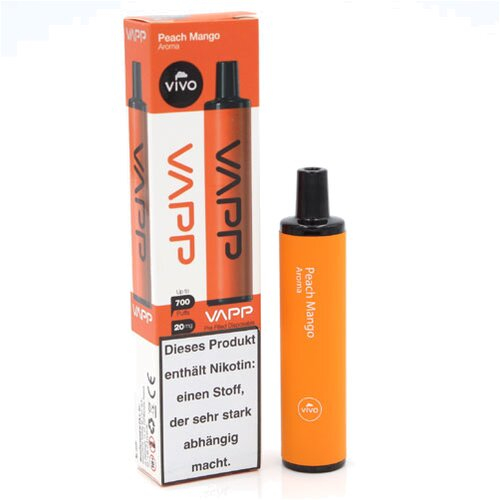 Vivo Vapp 700 Pfirsich Mango Einweg E-Shisha 20mg Nikotin