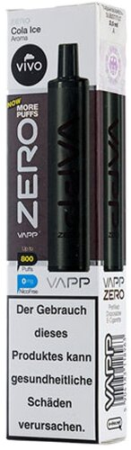Vivo Vapp Zero Cola Ice Einweg E-Zigarette 0mg