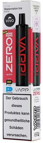 Vivo Vapp Zero Watermelon Ice Einweg E-Zigarette 0mg Vivo Vapp Zero Watermelon Ice Einweg E-Zigarette 0mg