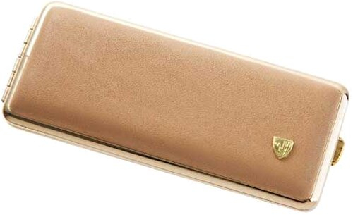 vom Hofe Zigaretten Etui, Leder, beige mit Goldrand vom Hofe Zigaretten Etui, Leder, beige mit Goldrand