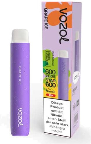Vozol Star 600 Einweg E-Zigarette Grape Ice 20mg Vozol Star 600 Einweg E-Zigarette Grape Ice 20mg