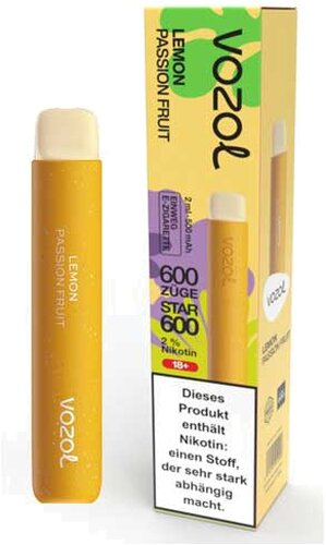 Vozol Star 600 Einweg E-Zigarette Lemon Passion Fruit 20mg Vozol Star 600 Einweg E-Zigarette Lemon Passion Fruit 20mg