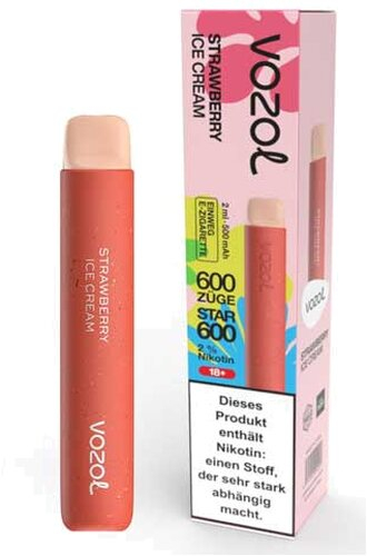 Vozol Star 600 Einweg E-Zigarette Strawberry Ice Cream 20mg Vozol Star 600 Einweg E-Zigarette Strawberry Ice Cream 20mg