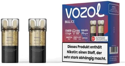 Vozol Switch Pro Prefilled Pod 2 x 2ml Bull Ice 20mg Vozol Switch Pro Prefilled Pod 2 x 2ml Bull Ice 20mg