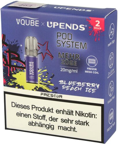 Vqube Upends Blueberry Peach Ice Pods 2 x 2ml 20mg Vqube Upends Blueberry Peach Ice Pods 2 x 2ml 20mg