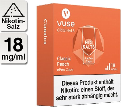 Vuse ePen Caps classic peach 18mg Nikotin