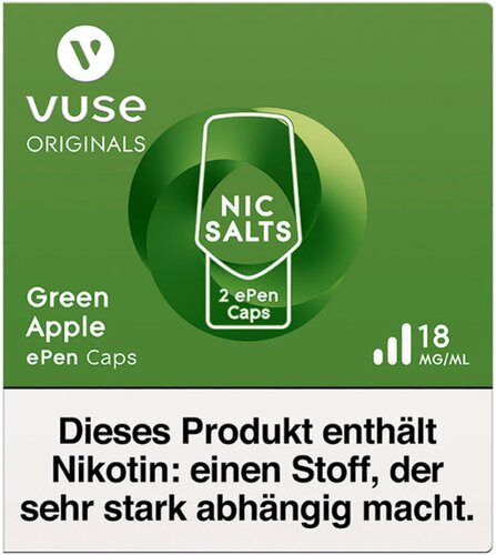 Vuse ePen Caps green apple Nic Salts 18mg Nikotin Vuse ePen Caps green apple Nic Salts 18mg Nikotin