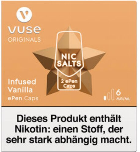 Vuse ePen Caps vPro infused vanilla 6mg Nic Salts Vuse ePen Caps vPro infused vanilla 6mg Nic Salts