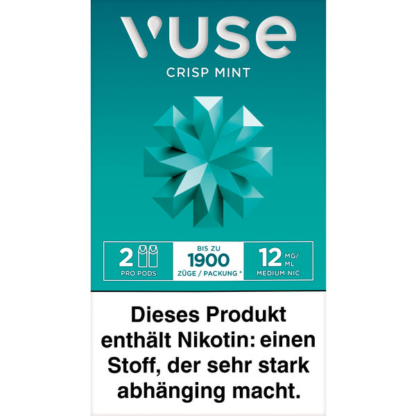 Vuse PRO Smart Caps Crisp Mint 2 Stück je 12mg/ml Vuse PRO Smart Caps Crisp Mint 2 Stück je 12mg/ml