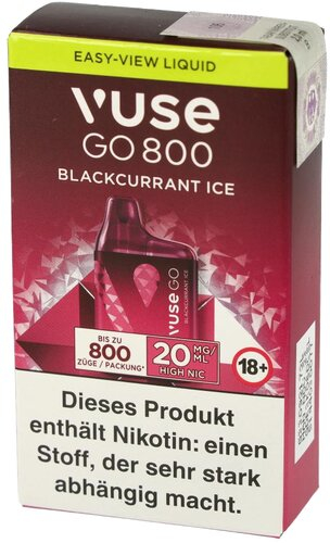 Vuse Go 800 Einweg E-Zigarette Blackcurrant Ice 20mg Vuse Go 800 Einweg E-Zigarette Blackcurrant Ice 20mg