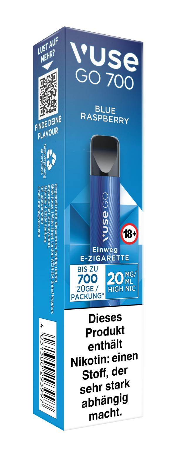 Vuse Go 700 Einweg E-Zigarette Blue Raspberry 20mg/ml Nikotin Vuse Go 700 Einweg E-Zigarette Blue Raspberry 20mg/ml Nikotin