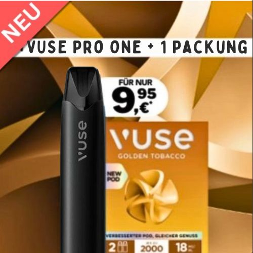 Aktion Vuse Pro One + 1 Packung Golden Tobacco Pods