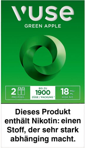 Vuse PRO Smart Caps Green Apple 2 Stück 18mg/ml Vuse PRO Smart Caps Green Apple 2 Stück 18mg/ml