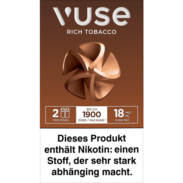 Vuse PRO Smart Caps Rich Tobacco 2 Stück 18mg/ml Vuse PRO Smart Caps Rich Tobacco 2 Stück 18mg/ml