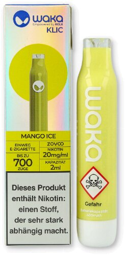 Waka Klic Einweg E-Zigarette Mango Ice 20mg Waka Klic Einweg E-Zigarette Mango Ice 20mg